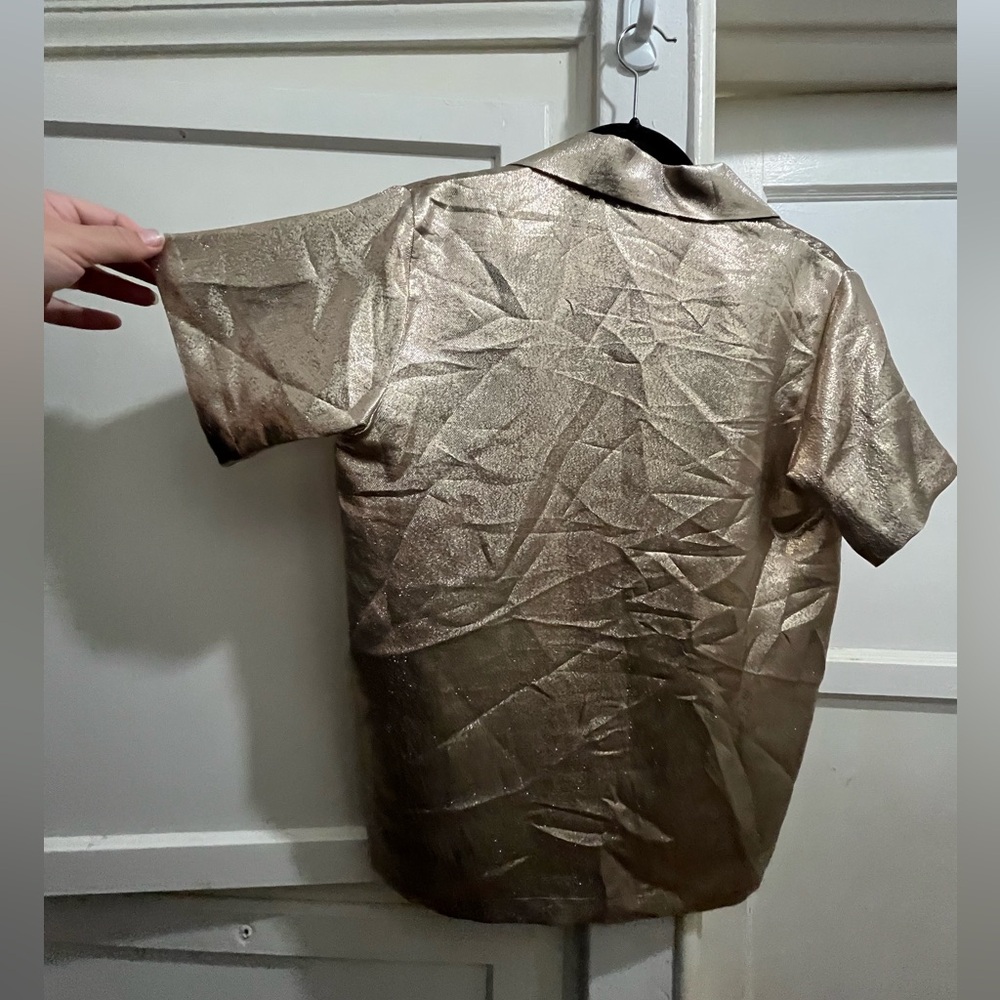 MAJE Cilur liquid Metallic Silk-Blend blouse New NWT size 1 small - Picture 3 of 13